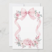 コケティ ピンクの蝶結びのバラの花のベビーシャワー 招待状 (裏面)