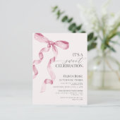 コケティ ピンク ボウ ガール 誕生日パーティー 招待状 (スタンド正面)