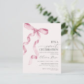 コケティ ピンク ボウ ガール 誕生日パーティー 招待状 (スタンド正面)
