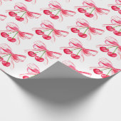 コケティ ブラッシュ ピンク ボウ チェリー ギャル キュート ラッピングペーパー (角)