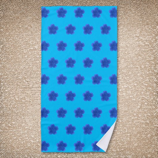 コケバラ花水色のシームレスパターン ビーチタオル