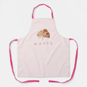コケパーソナライズされたットクロワッサンピンクリボン エプロン (正面)