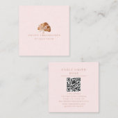 コケパーソナライズされたットクロワッサンピンクリボン スクエア名刺 (正面/裏面)
