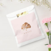コケパーソナライズされたットクロワッサンピンクリボン フェイバーバッグ (封をした状態)