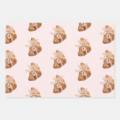 コケパーソナライズされたットクロワッサンピンクリボン ラッピングペーパーシート (正面2)