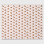 コケパーソナライズされたットクロワッサンピンクリボン ラッピングペーパー (フラット)