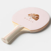 コケパーソナライズされたットクロワッサンピンクリボン 卓球ラケット (正面アングル)