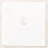 コケパーソナライズされたットディスコボールピンクリボン ガラスコースター (裏面)