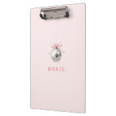 コケパーソナライズされたットディスコボールピンクリボン クリップボード (左)