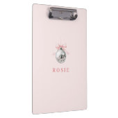 コケパーソナライズされたットディスコボールピンクリボン クリップボード (右)