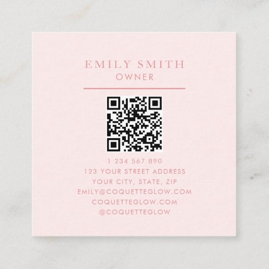 コケパーソナライズされたットディスコボールピンクリボン スクエア名刺 (裏面)