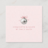 コケパーソナライズされたットディスコボールピンクリボン スクエア名刺 (正面)