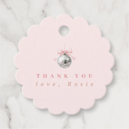 コケパーソナライズされたットディスコボールピンクリボン フェイバータグ