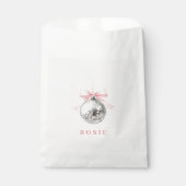 コケパーソナライズされたットディスコボールピンクリボン フェイバーバッグ (正面)