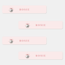 コケパーソナライズされたットディスコボールピンクリボン ラベル