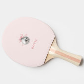 コケパーソナライズされたットディスコボールピンクリボン 卓球ラケット (横)