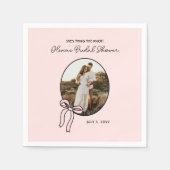 コケパーソナライズされたットピンクブライダルシャワーナプキンス スタンダードカクテルナプキン (正面)