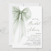 コケモダンットセージ緑ボウブライダルシャワー 招待状 (正面)