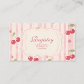 コケユニークットさくらんぼオントップベビーシャワーレジストリ エンクロージャーカード (正面)