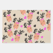 コケートトナカイのクリスマスプレゼント ラッピングペーパーシート (正面3)