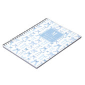 コケ名門私立校風のットブルー弓モノグラムパーソナライズされた ノートブック (左側)