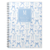 コケ名門私立校風のットブルー弓モノグラムパーソナライズされた ノートブック (正面)