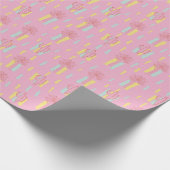 コケ名門私立校風のットレトロヤシの木とサボテンのパターン ラッピングペーパー (角)