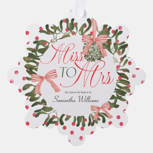 コケ恋しく思ット夫人への弓ミスタントーブライダルシャワー オーナメントカード (正面)