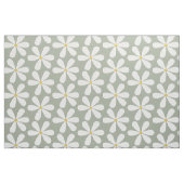 コケ灰色に黄色の中心を持つ白いデイジー ファブリック (ファットクウォーター)