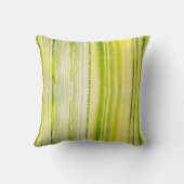 コケ緑および黄線水彩画パターン クッション (裏面)
