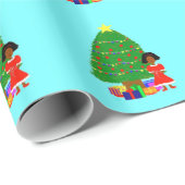 ココアかわいこちゃんの淡いブルーのクリスマスの包装紙 ラッピングペーパー (ロールコーナー)