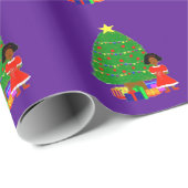 ココアかわいこちゃんの紫色のクリスマスの包装紙 ラッピングペーパー (ロールコーナー)