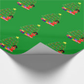 ココアかわいこちゃんの緑のクリスマスの包装紙 ラッピングペーパー (角)