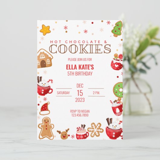 ココアとクッキーのクリスマス誕生日パーティー 招待状