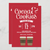 ココアとクッキーのパーティの招待状 招待状 (正面/裏面)
