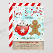 ココアとクッキークリスマスパーティの招待状 招待状 (正面/裏面)