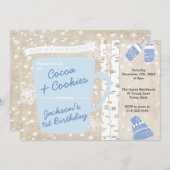 ココアとクッキー素朴の森の男の子の誕生日パーティー 招待状 (正面/裏面)