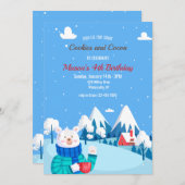 ココアとクマのぬいぐるみ 招待状 (正面/裏面)