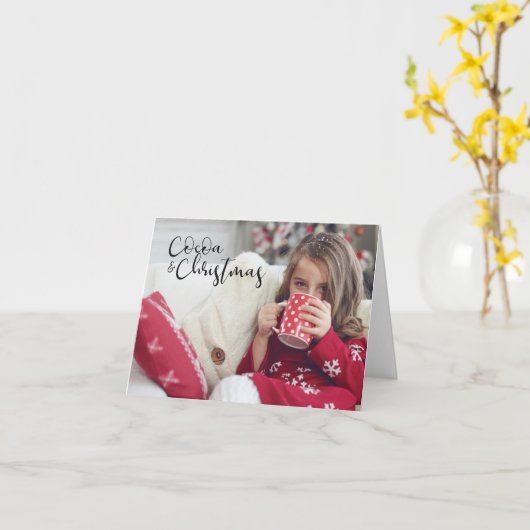 ココアとクリスマス カード (黄色い花)