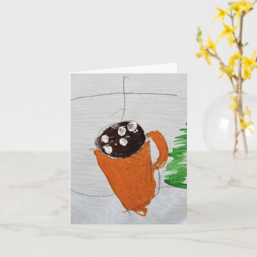 ココアとツリーのグリーティングカード カード (黄色い花)