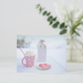 ココアとハートの形クッキーは鉱山はがき ポストカード (スタンド正面)