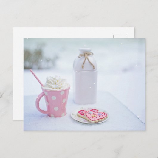 ココアとハートの形クッキーは鉱山はがき ポストカード (正面/裏面)