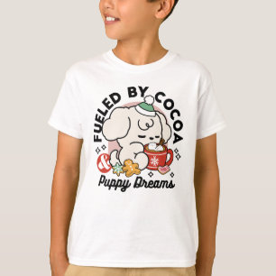 ココアと子犬の夢で満たされて – かわいい冬の子犬 Tシャツ