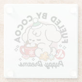 ココアと子犬の夢に満ちた – かわいい冬の犬 ガラスコースター (裏面)