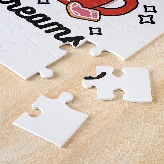 ココアと子犬の夢に満ちた – かわいい冬の犬 ジグソーパズル (側面)