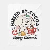 ココアと子犬の夢に満ちた – かわいい冬の犬 フリースブランケット (正面)