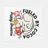 ココアと子犬の夢に満ちた – かわいい冬の犬 フリースブランケット (正面(横))