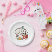 ココアと子犬の夢に満ちた – かわいい冬の犬 ペーパープレート (パーティー)