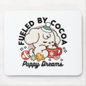 ココアと子犬の夢に満ちた – かわいい冬の犬 マウスパッド (正面)