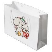 ココアと子犬の夢に満ちた – かわいい冬の犬 ラージペーパーバッグ (裏面アングル)